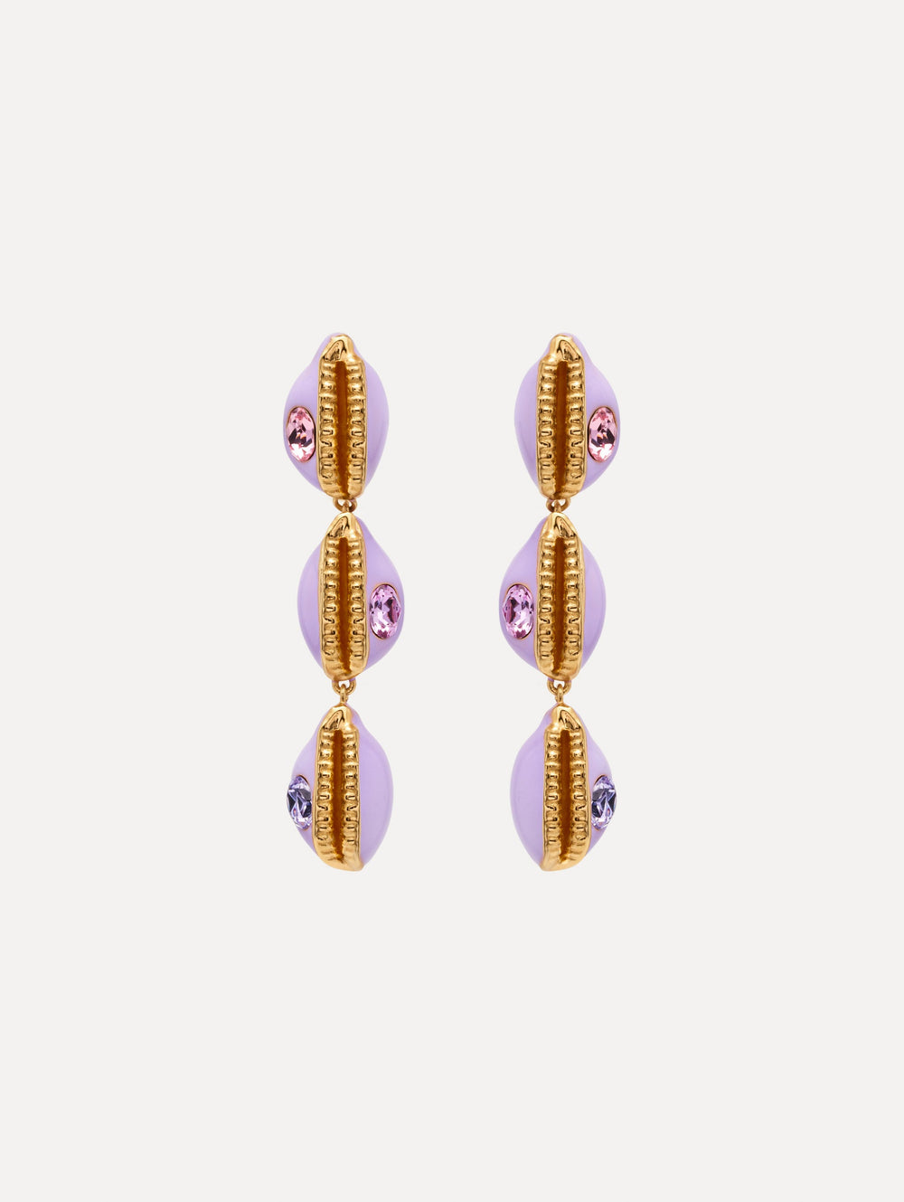Oscar de la Renta Enamel Cowrie Shell Clip-On Earrings