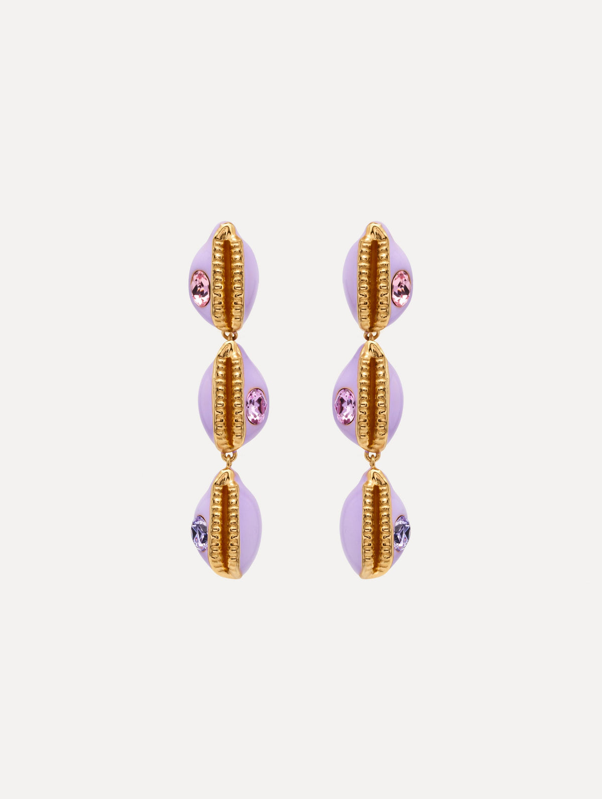 Oscar de la Renta Enamel Cowrie Shell Clip-On Earrings