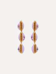 Oscar de la Renta Enamel Cowrie Shell Clip-On Earrings