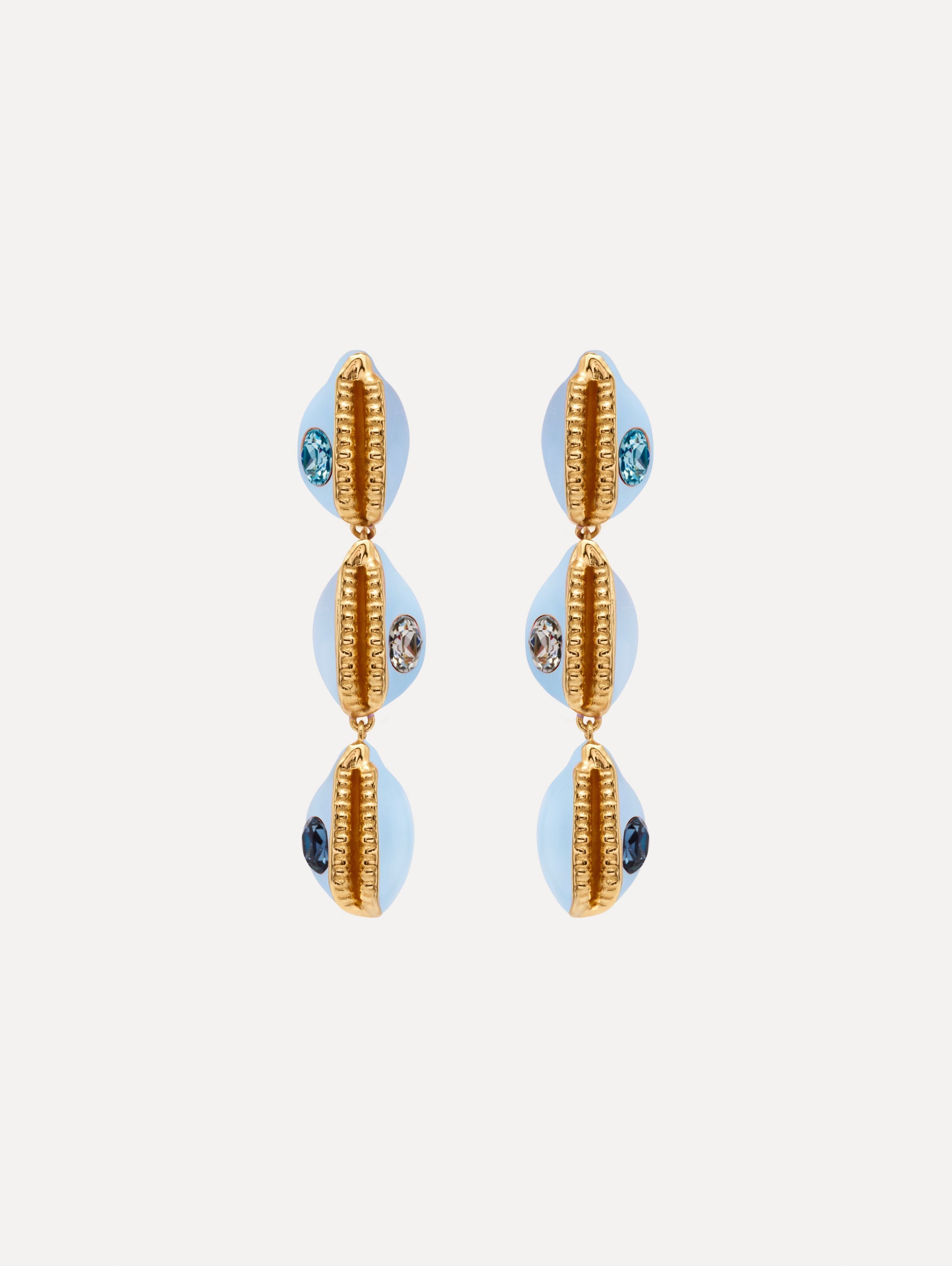 Oscar de la Renta Enamel Cowrie Shell Clip-On Earrings