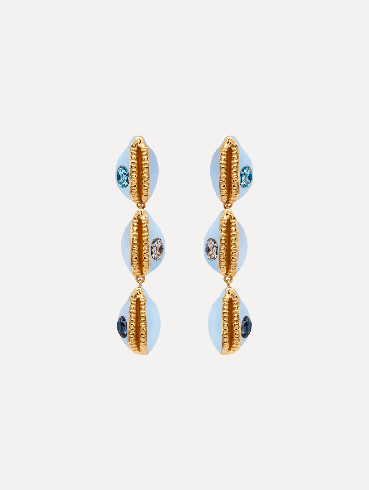 Oscar de la Renta Enamel Cowrie Shell Clip-On Earrings