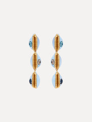 Oscar de la Renta Enamel Cowrie Shell Clip-On Earrings
