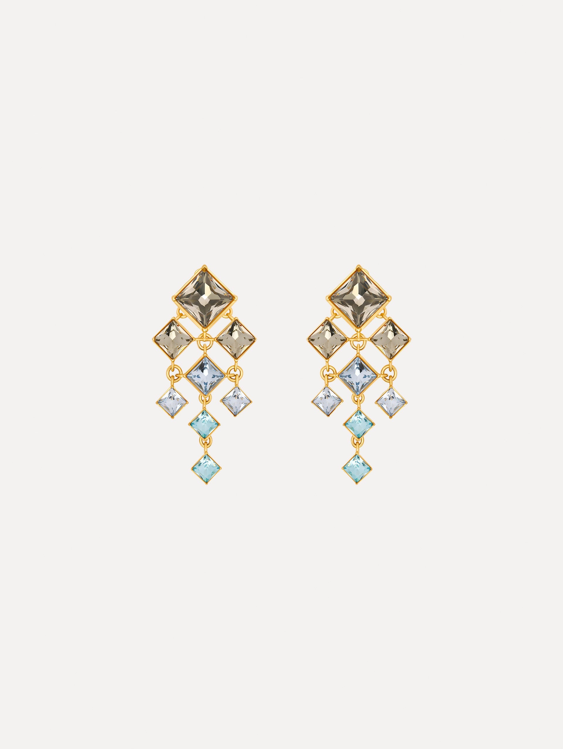 Oscar de la Renta Square-Cut Rhinestone Chandelier Clip-On Earrings