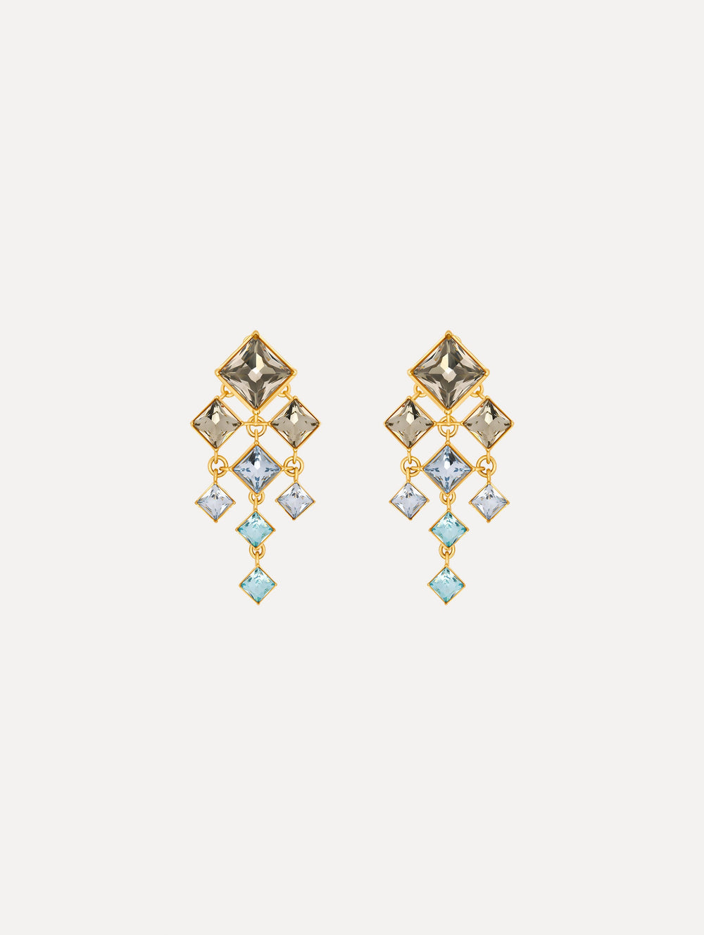 Oscar de la Renta Square-Cut Rhinestone Chandelier Clip-On Earrings