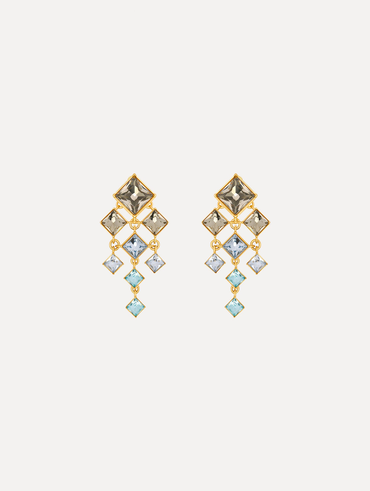 Oscar de la Renta Square-Cut Rhinestone Chandelier Clip-On Earrings