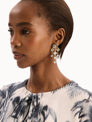 Oscar de la Renta Square-Cut Rhinestone Chandelier Clip-On Earrings