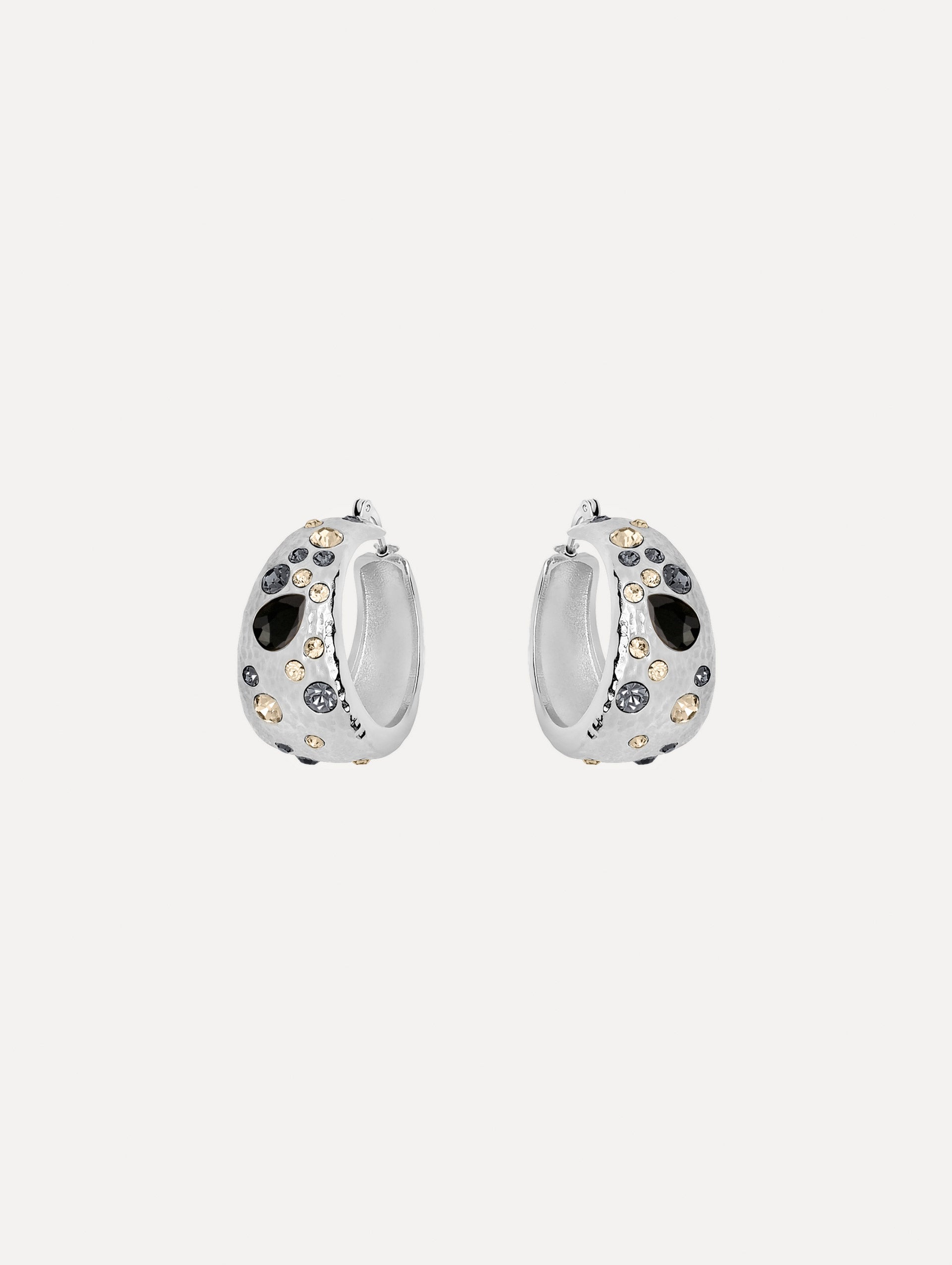 Oscar de la Renta Mixed Crystal Hoop Earrings