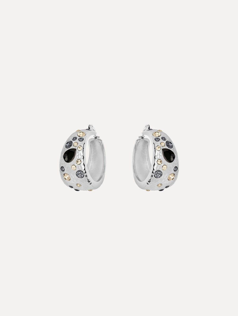 Oscar de la Renta Mixed Crystal Hoop Earrings