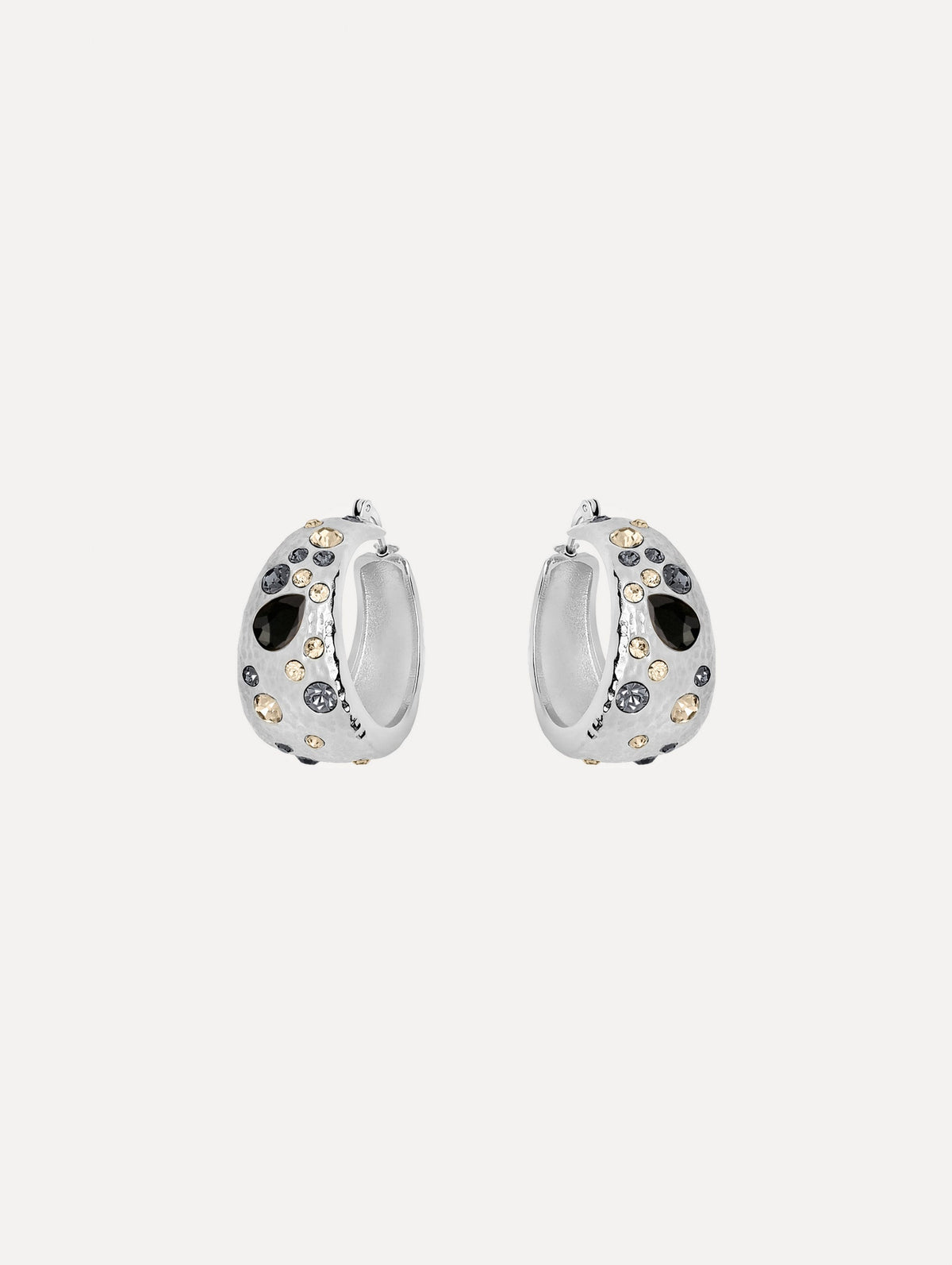 Oscar de la Renta Mixed Crystal Hoop Earrings