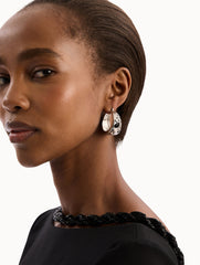 Oscar de la Renta Mixed Crystal Hoop Earrings