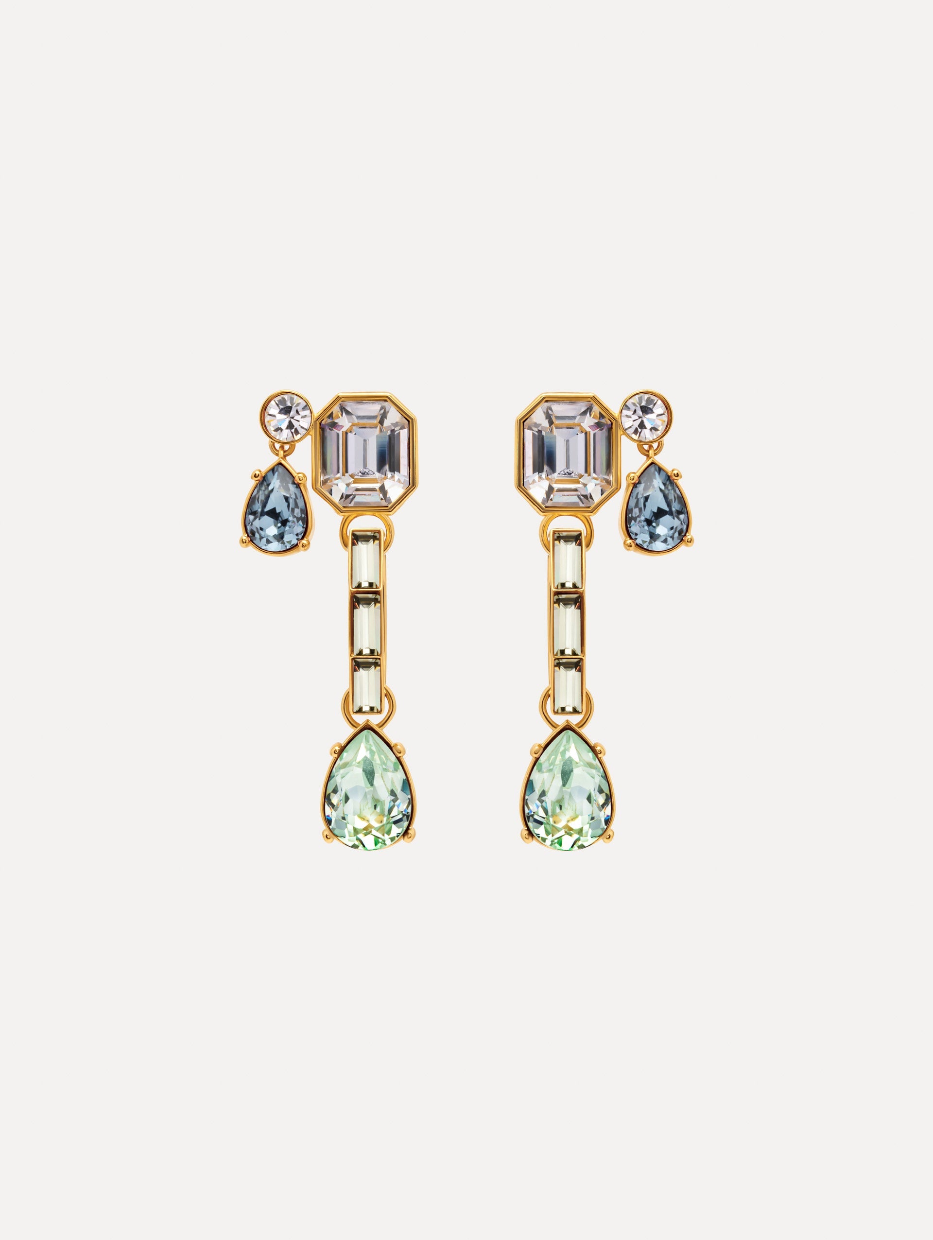 Oscar de la Renta Mixed-Stone Linear Drop Earrings