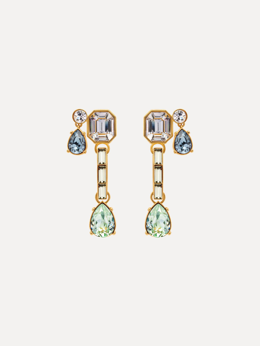 Oscar de la Renta Mixed-Stone Linear Drop Earrings