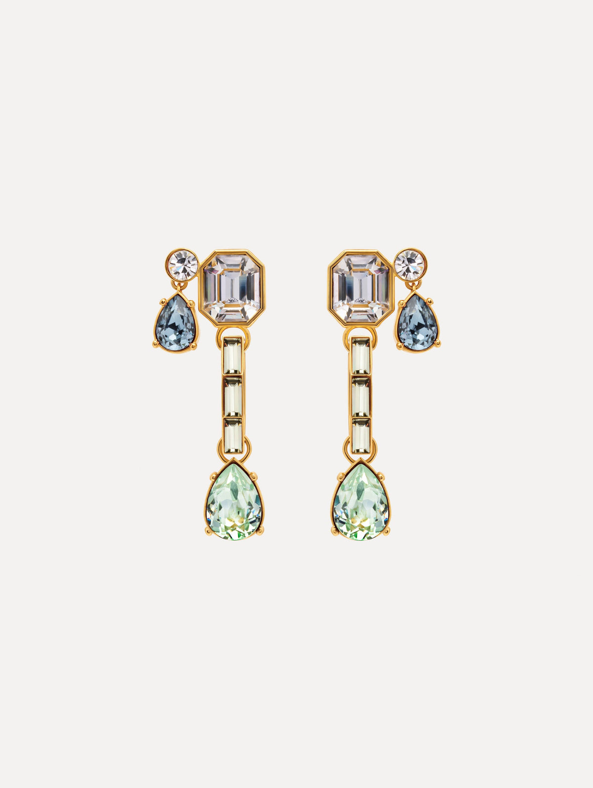 Oscar de la Renta Mixed-Stone Linear Drop Earrings