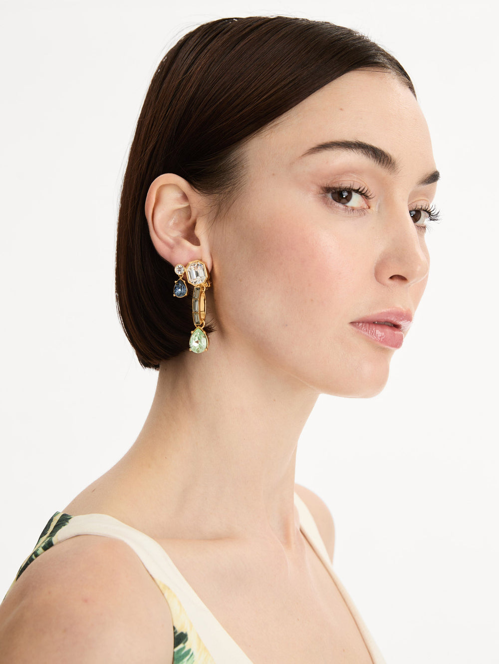 Oscar de la Renta Mixed-Stone Linear Drop Earrings