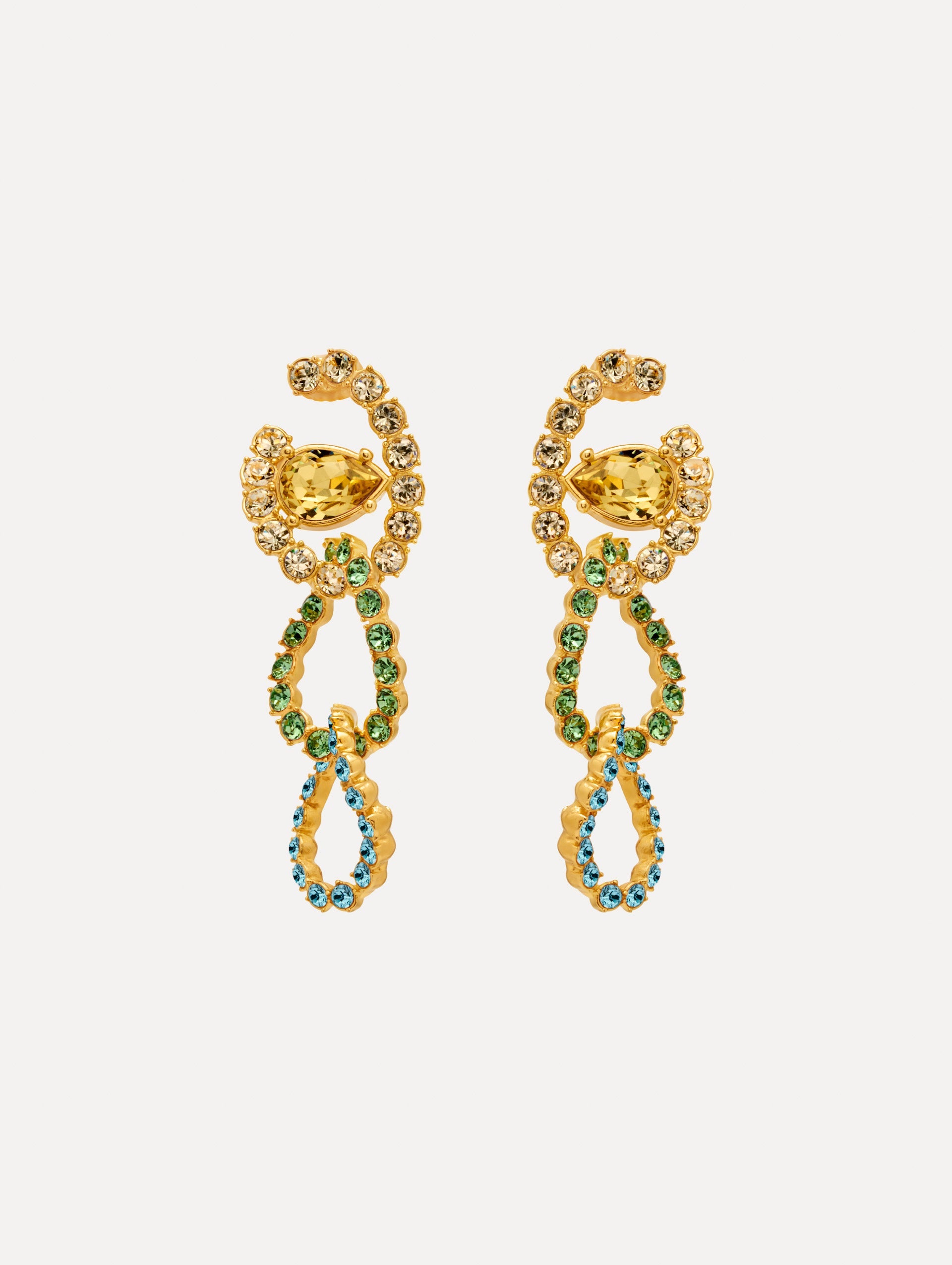Oscar de la Renta Rhinestone Chain-Link Clip-On Earrings