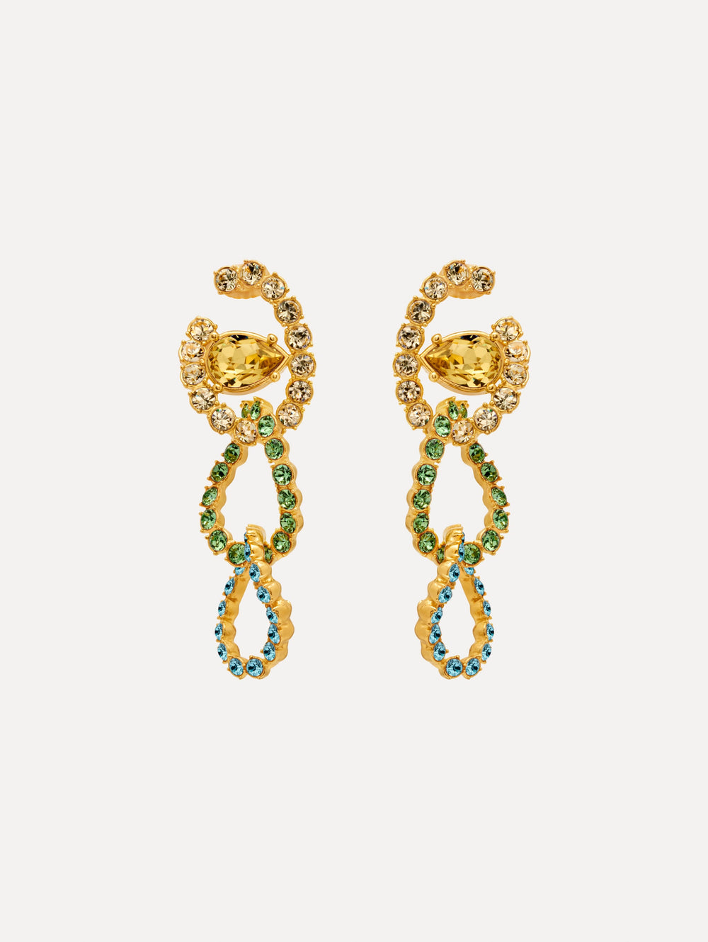 Oscar de la Renta Rhinestone Chain-Link Clip-On Earrings