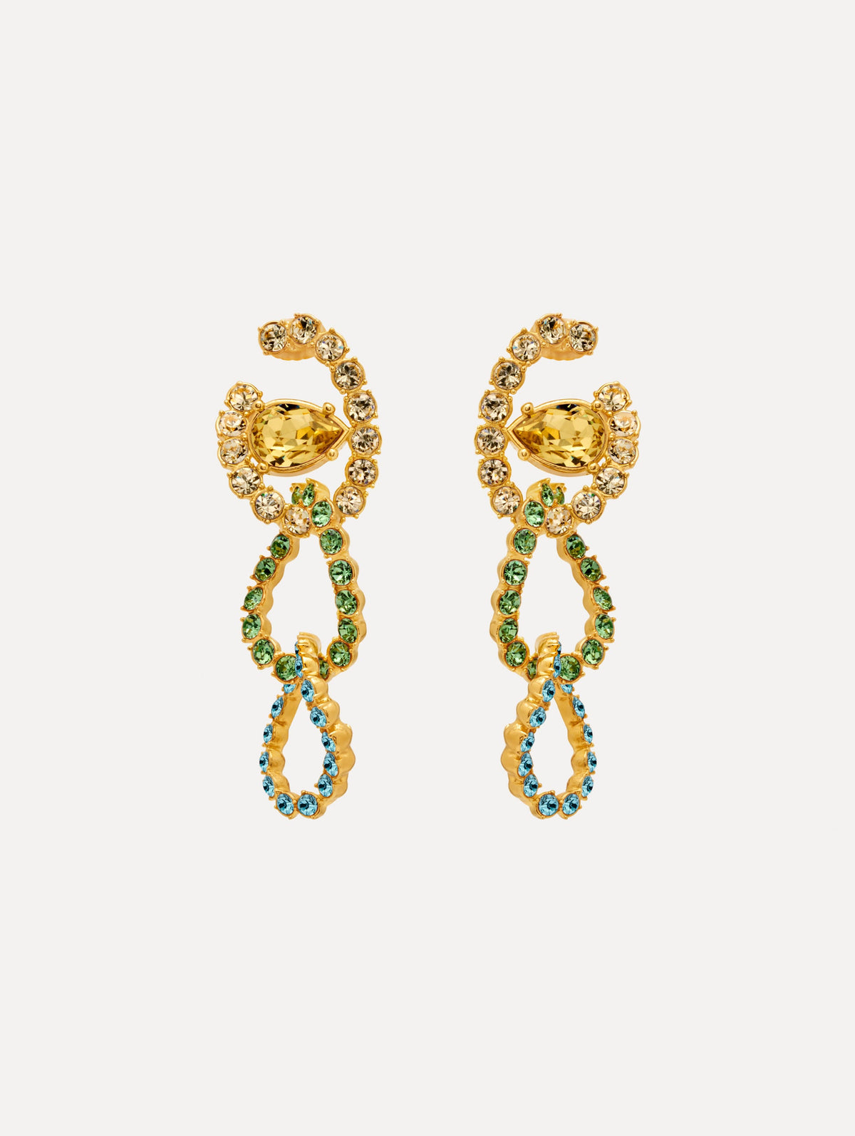 Oscar de la Renta Rhinestone Chain-Link Clip-On Earrings