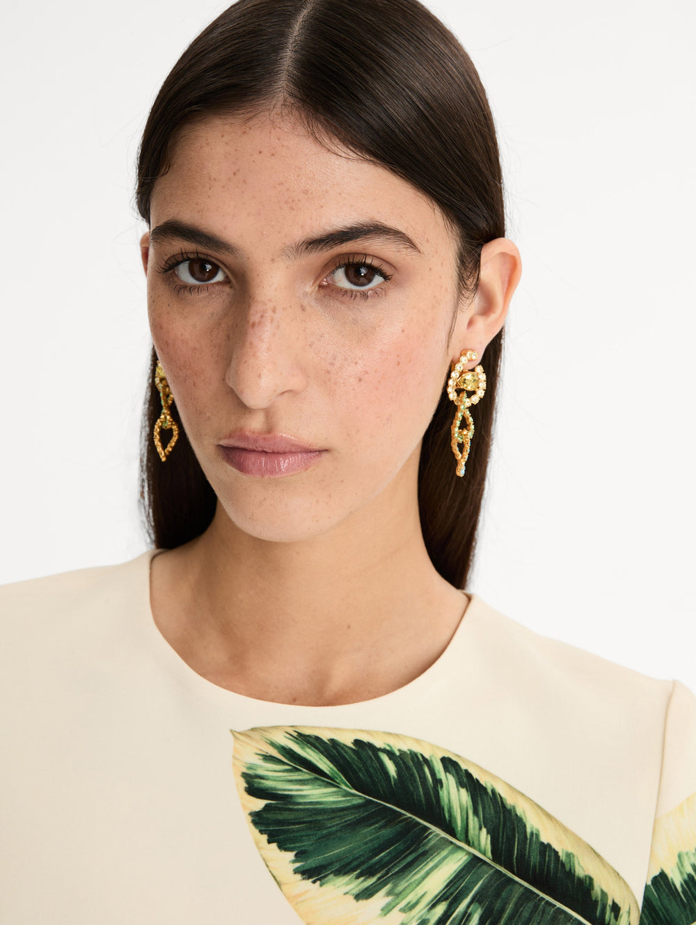 Oscar de la Renta Rhinestone Chain-Link Clip-On Earrings