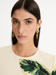 Oscar de la Renta Rhinestone Chain-Link Clip-On Earrings