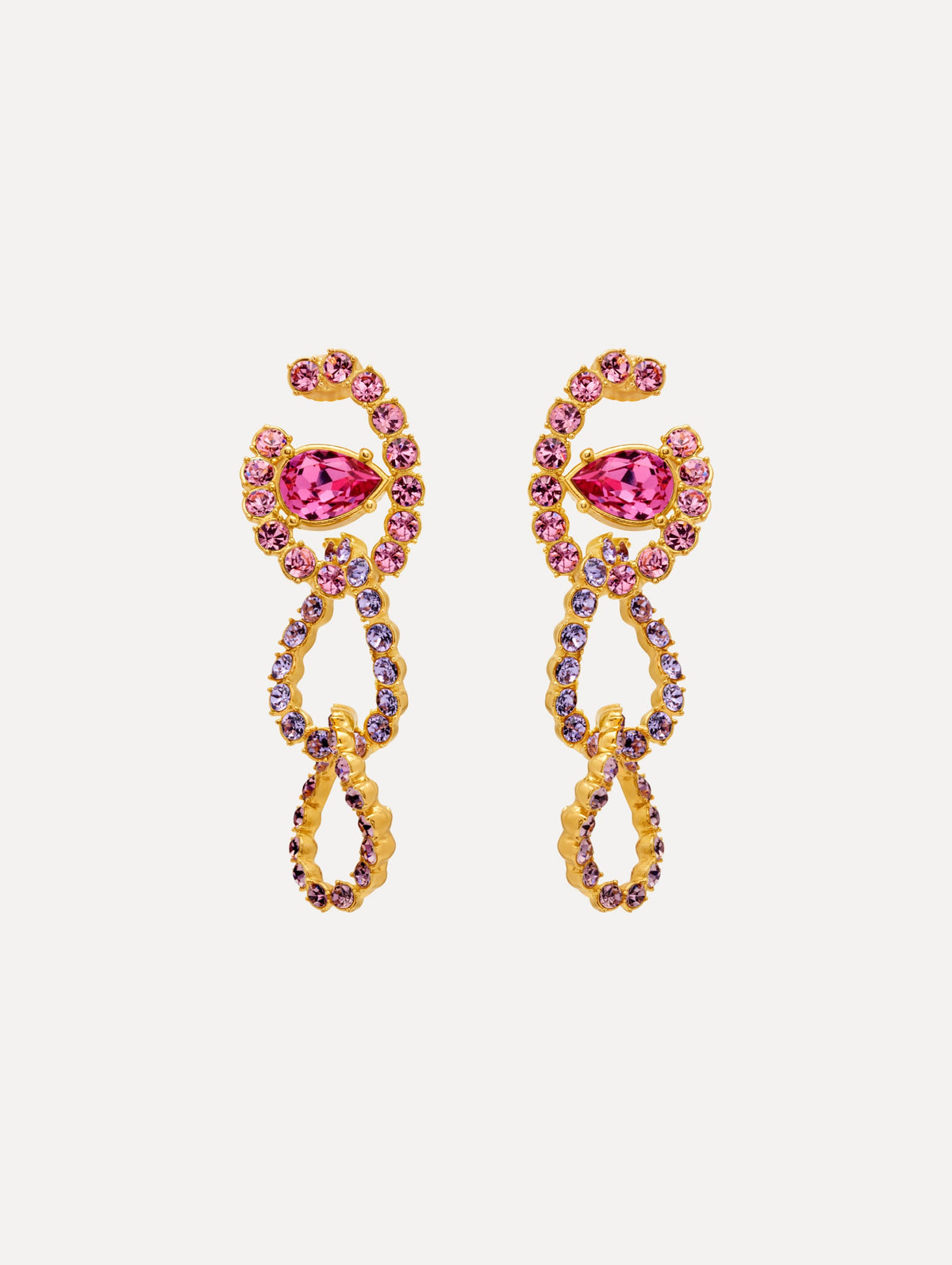 Oscar de la Renta Rhinestone Chain-Link Clip-On Earrings