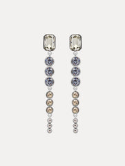 Oscar de la Renta Cascading Mixed-Stone Drop Clip-On Earrings