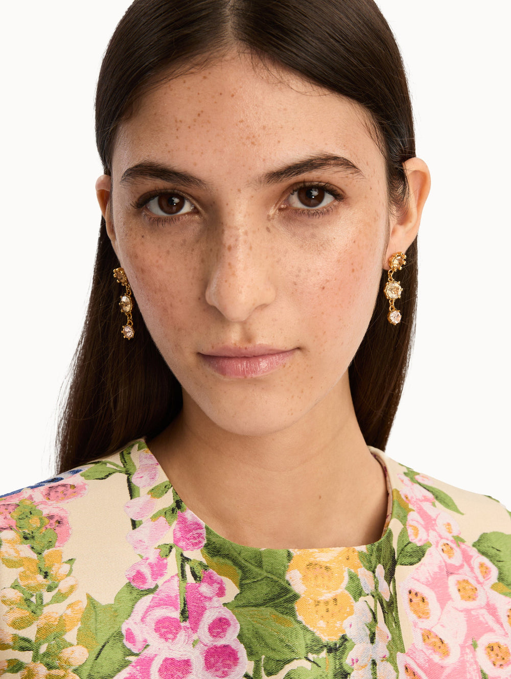 Oscar de la Renta Faceted Crystal Drop Earrings
