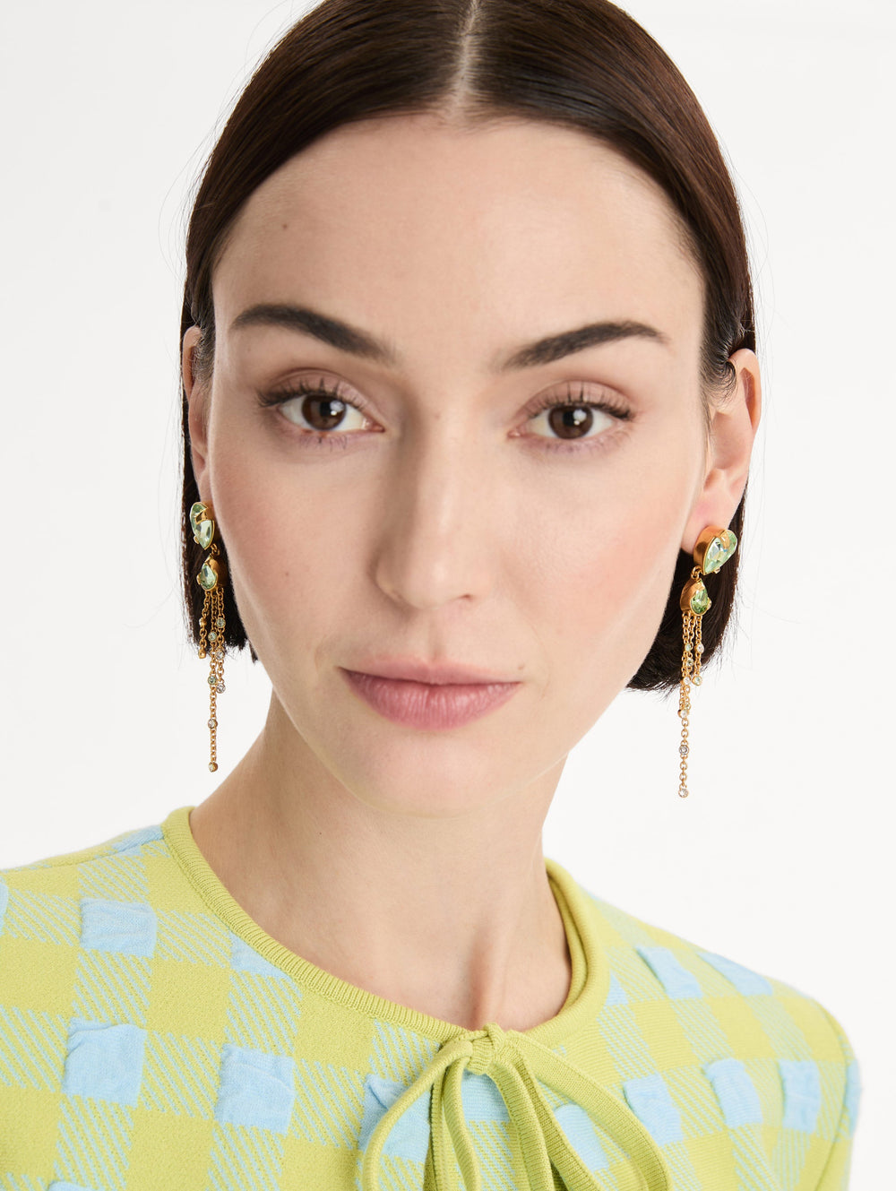 Oscar de la Renta Pear-Cut Chandelier Earrings
