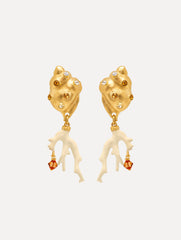 Oscar de la Renta Seashell and Coral Clip-On Earrings