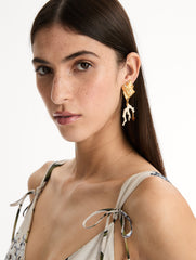 Oscar de la Renta Seashell and Coral Clip-On Earrings