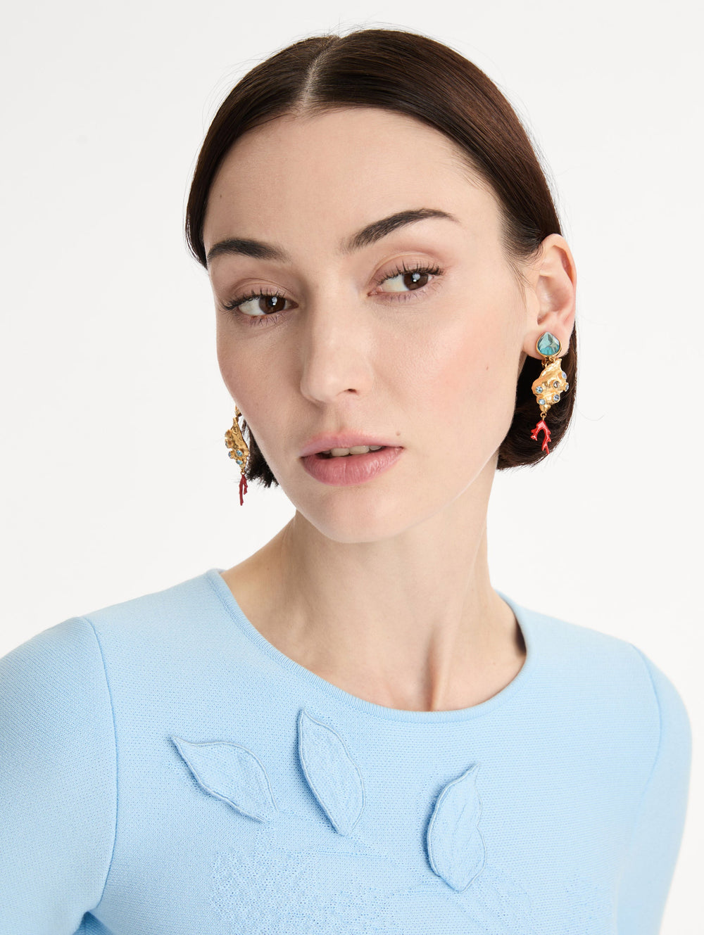 Oscar de la Renta Mixed-Seashell Drop Clip-On Earrings