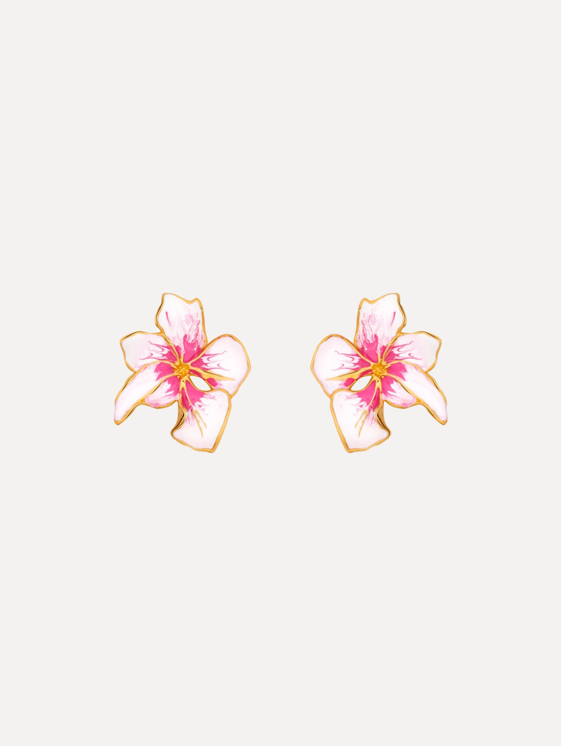 Oscar de la Renta Small Enamel Cyclamen Earrings