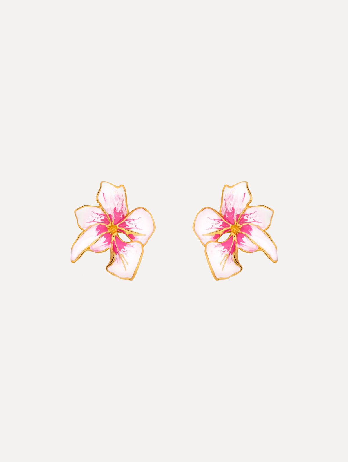 Oscar de la Renta Small Enamel Cyclamen Earrings