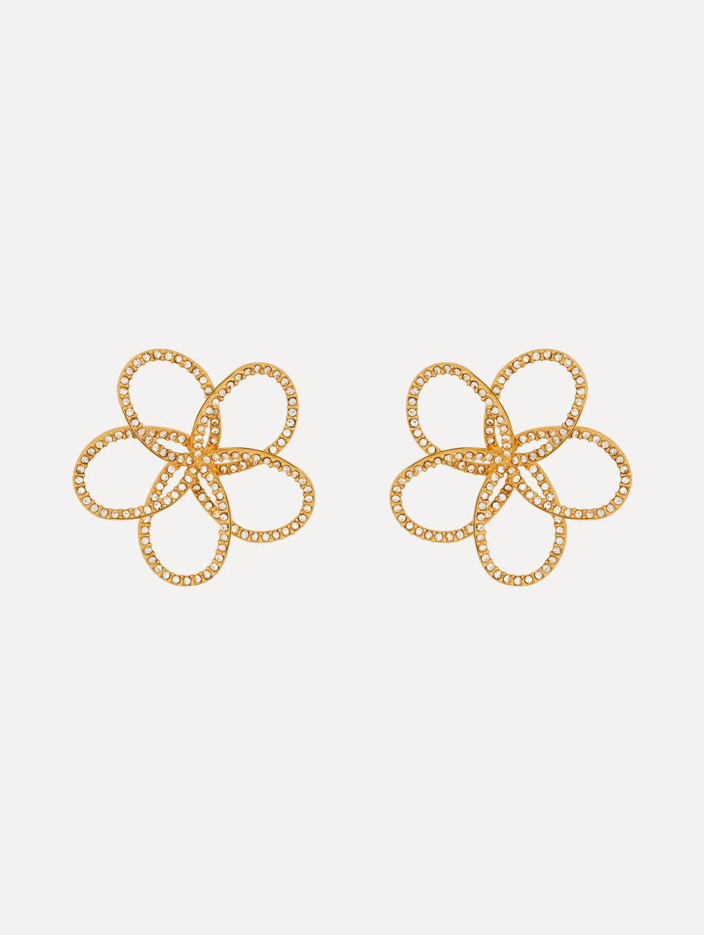 Oscar de la Renta Flower Rhinestone Chain-Link Earrings