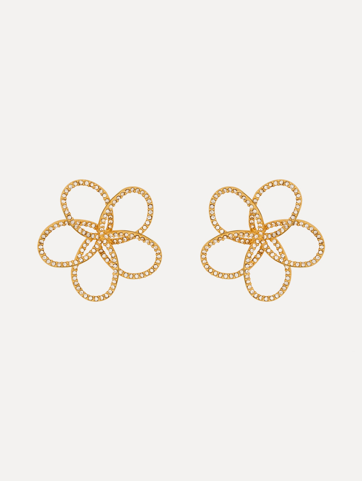 Oscar de la Renta Flower Rhinestone Chain-Link Earrings