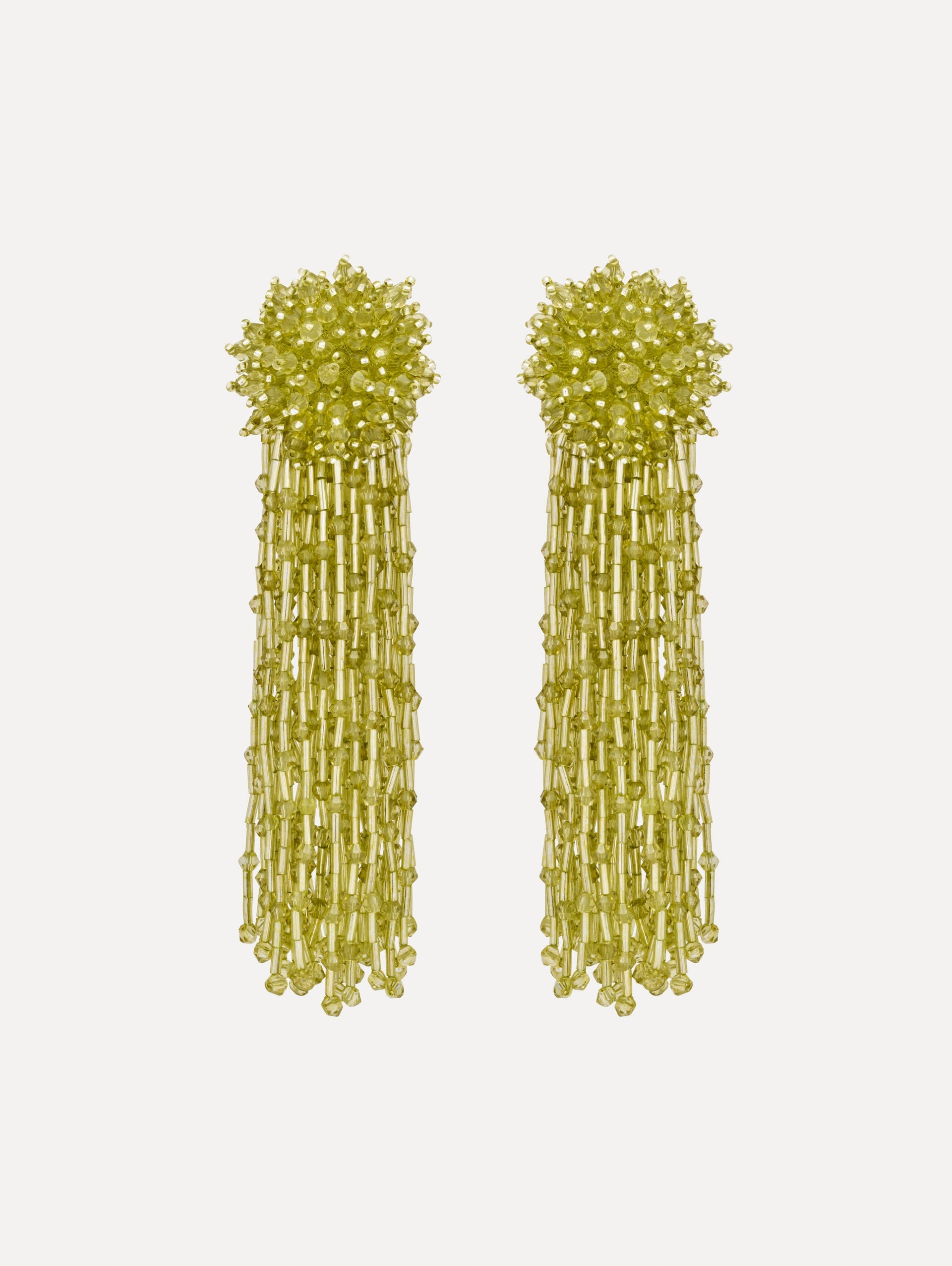 Oscar de la Renta Beaded Tassel Drop Clip-On Earrings