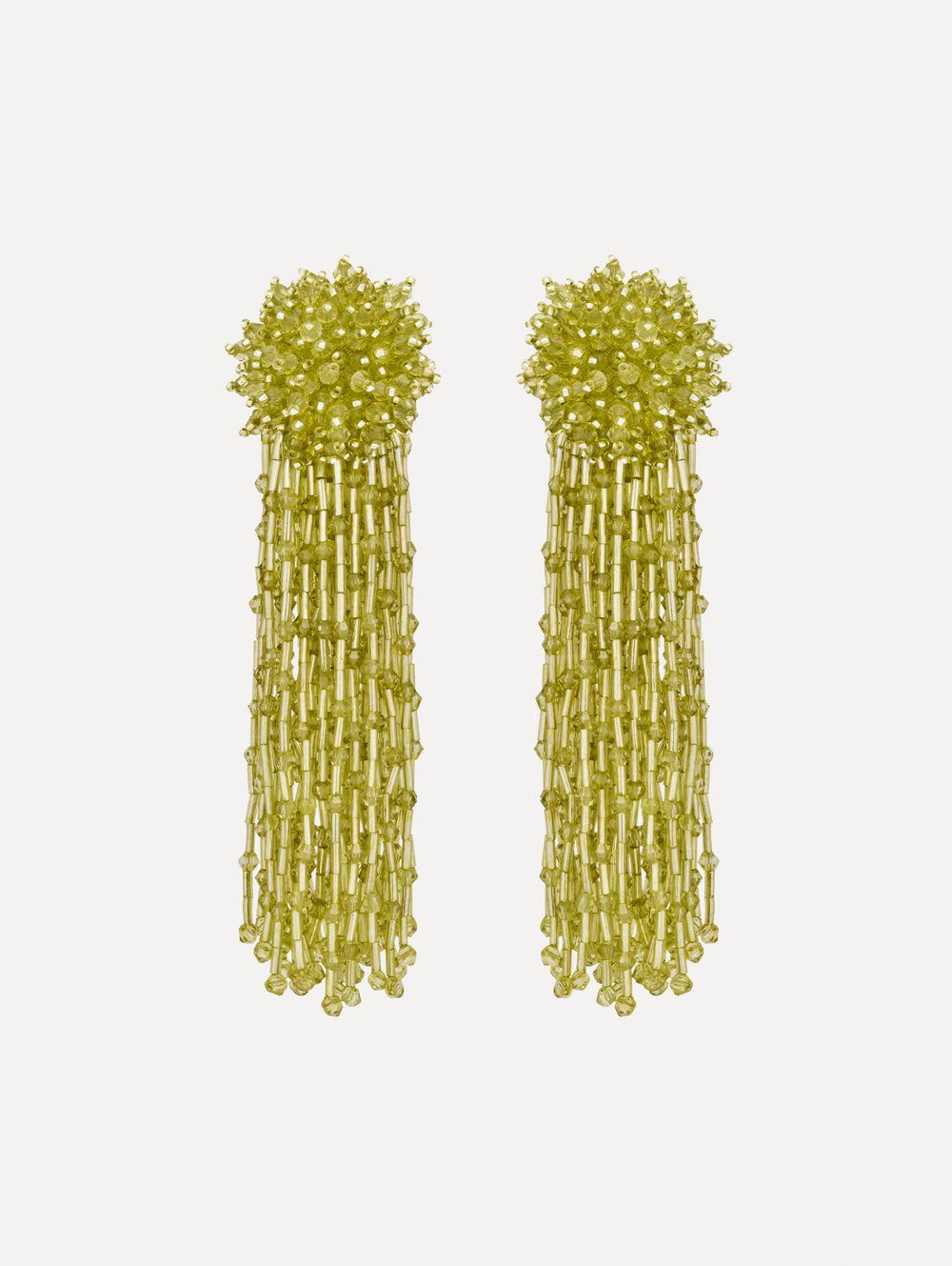 Oscar de la Renta Beaded Tassel Drop Clip-On Earrings