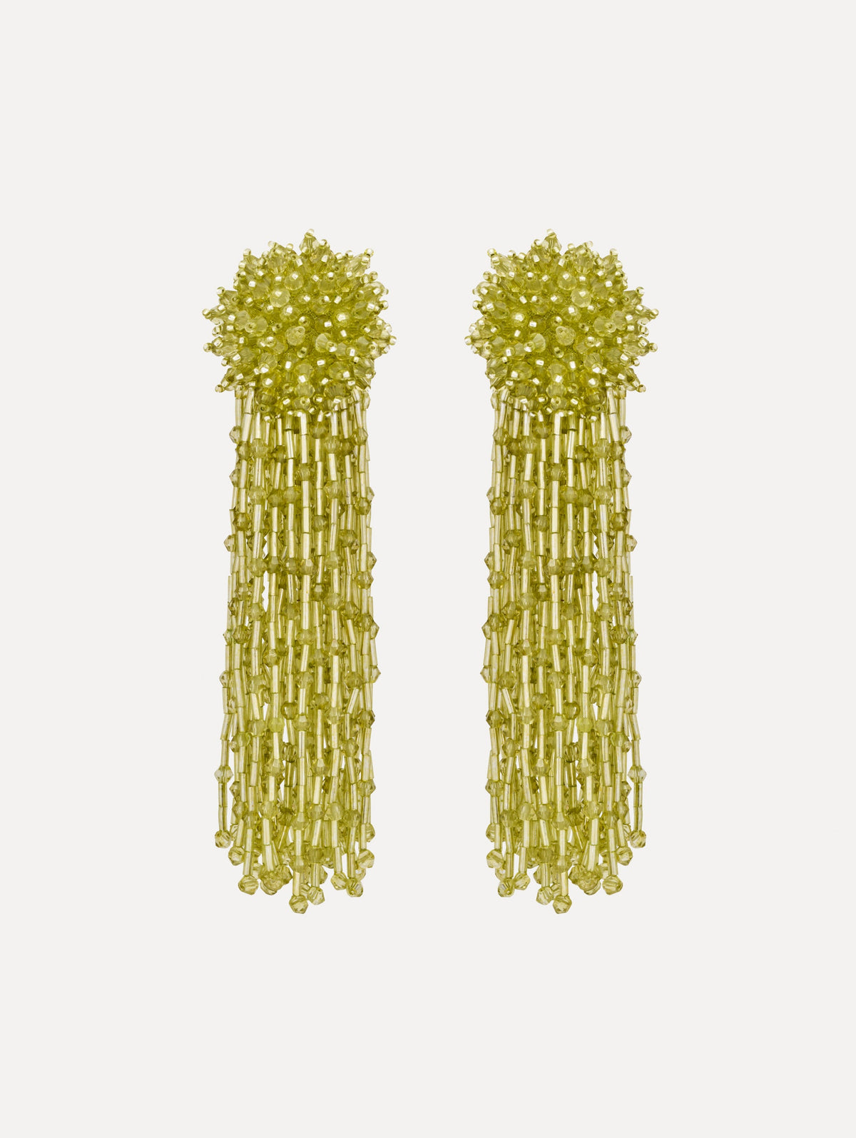Oscar de la Renta Beaded Tassel Drop Clip-On Earrings