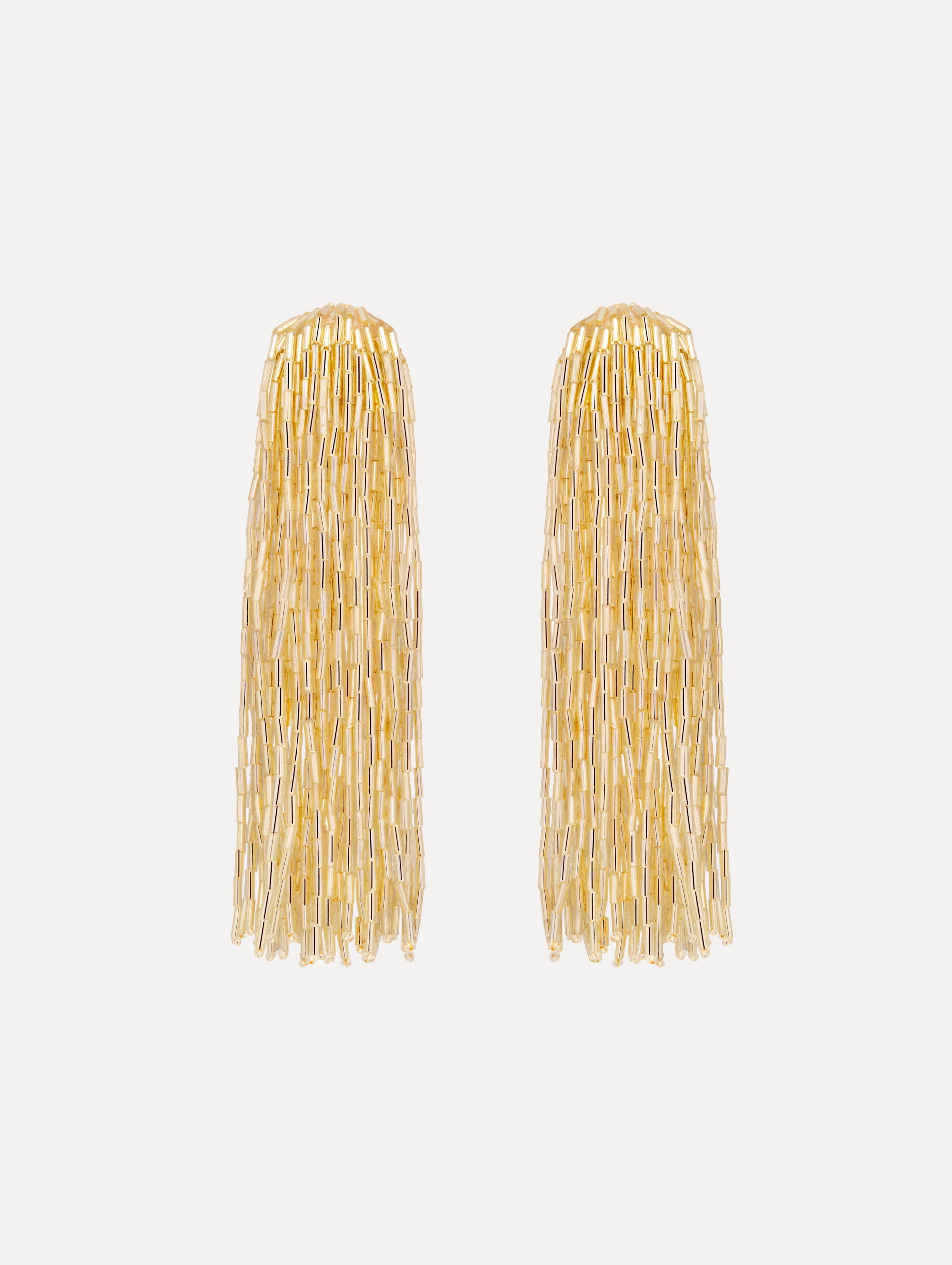 Oscar de la Renta Beaded Tassel Drop Clip-On Earrings