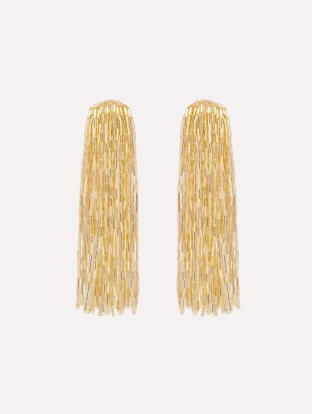 Oscar de la Renta Beaded Tassel Drop Clip-On Earrings