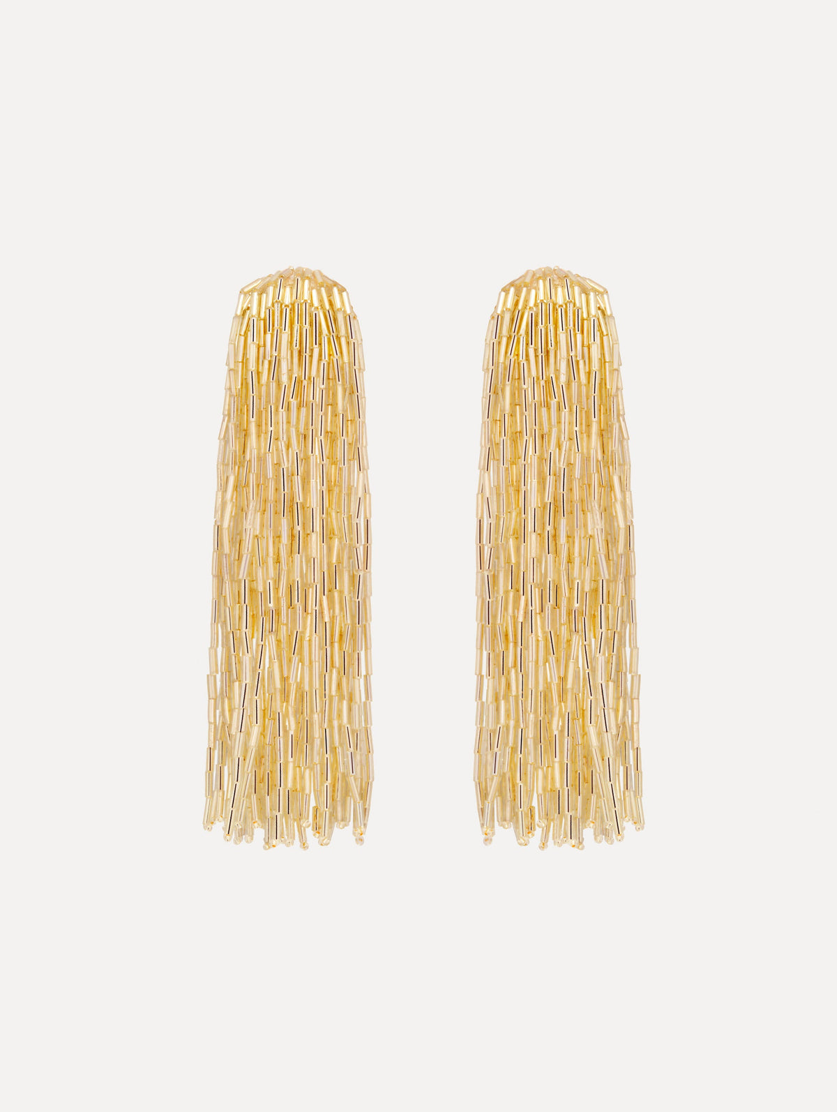 Oscar de la Renta Beaded Tassel Drop Clip-On Earrings