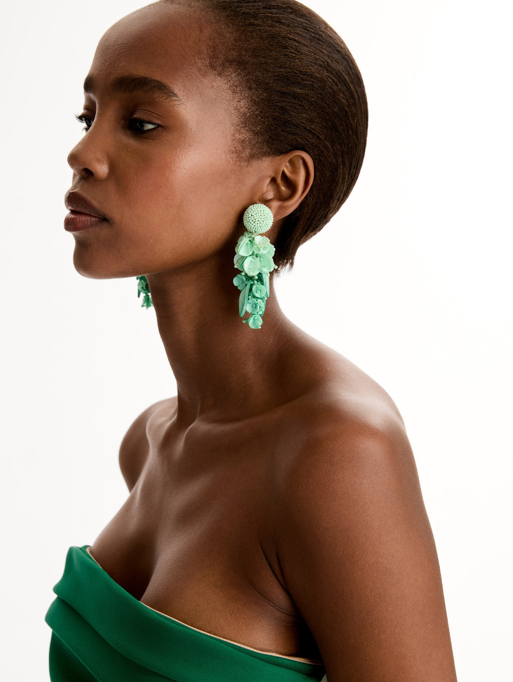 Oscar de la Renta Cascading Petal Drop Clip-On Earrings