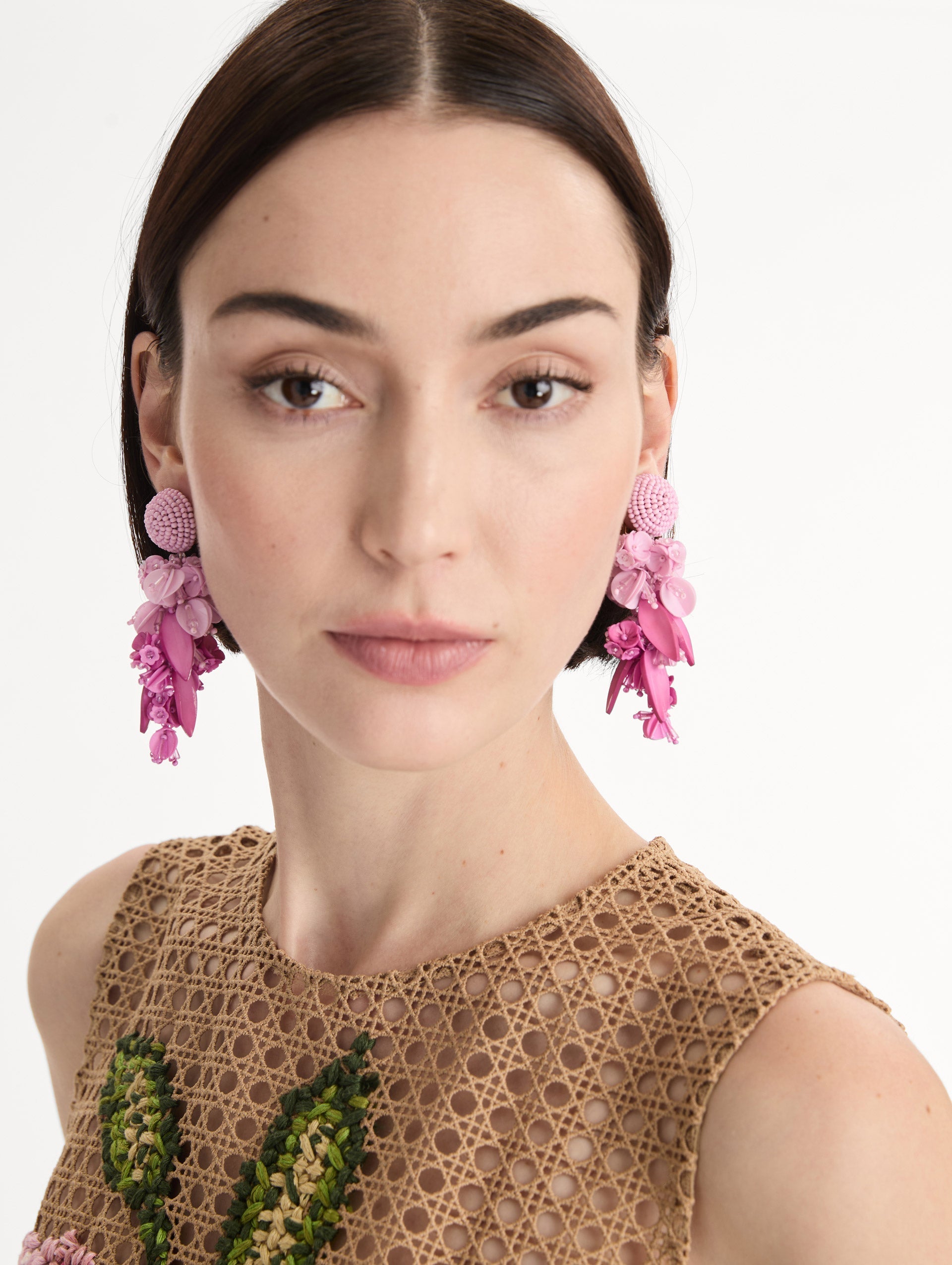 Oscar de la Renta Cascading Petal Drop Clip-On Earrings