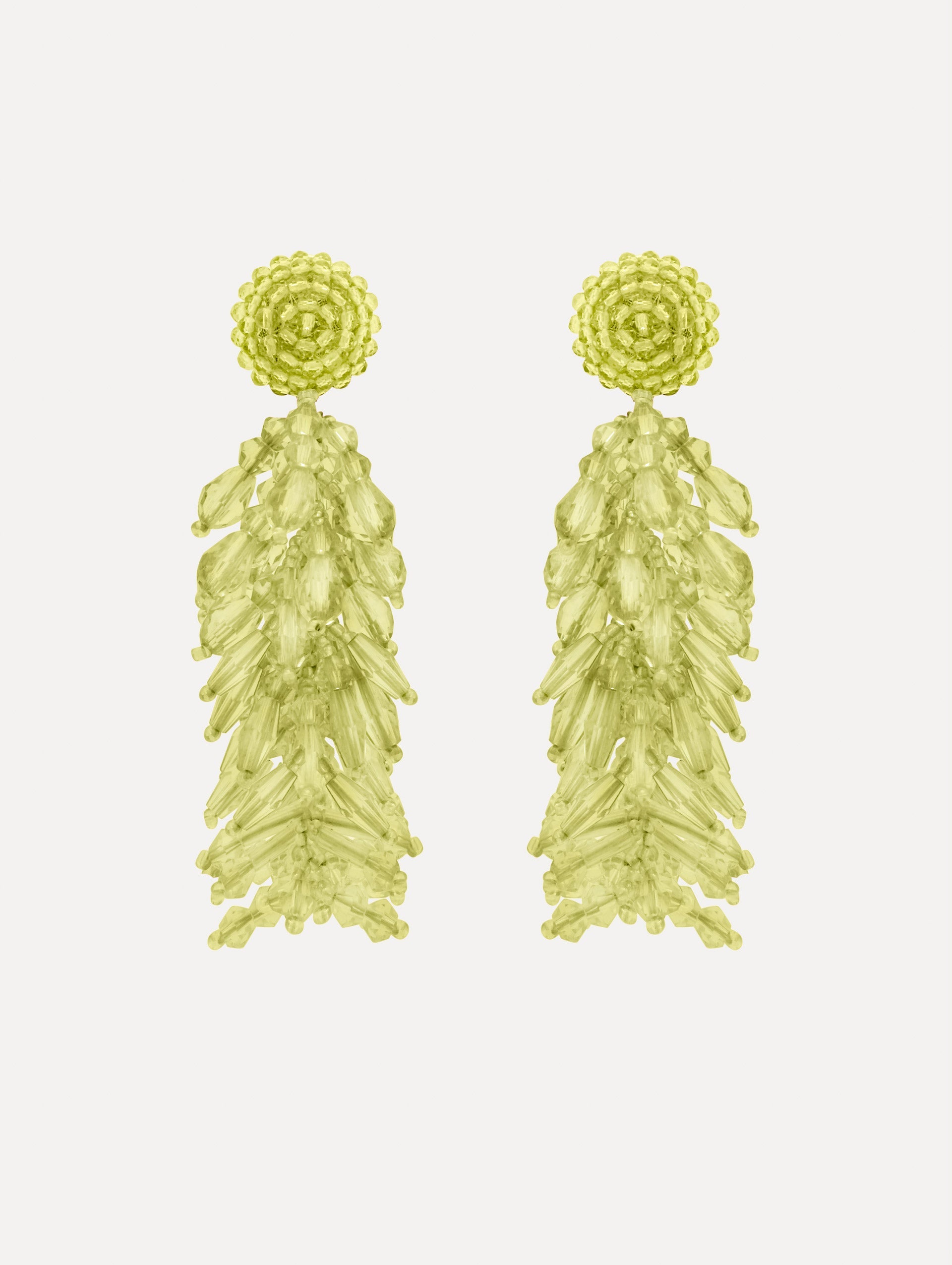 Oscar de la Renta Beaded Cascade Tassel Clip-On Earrings