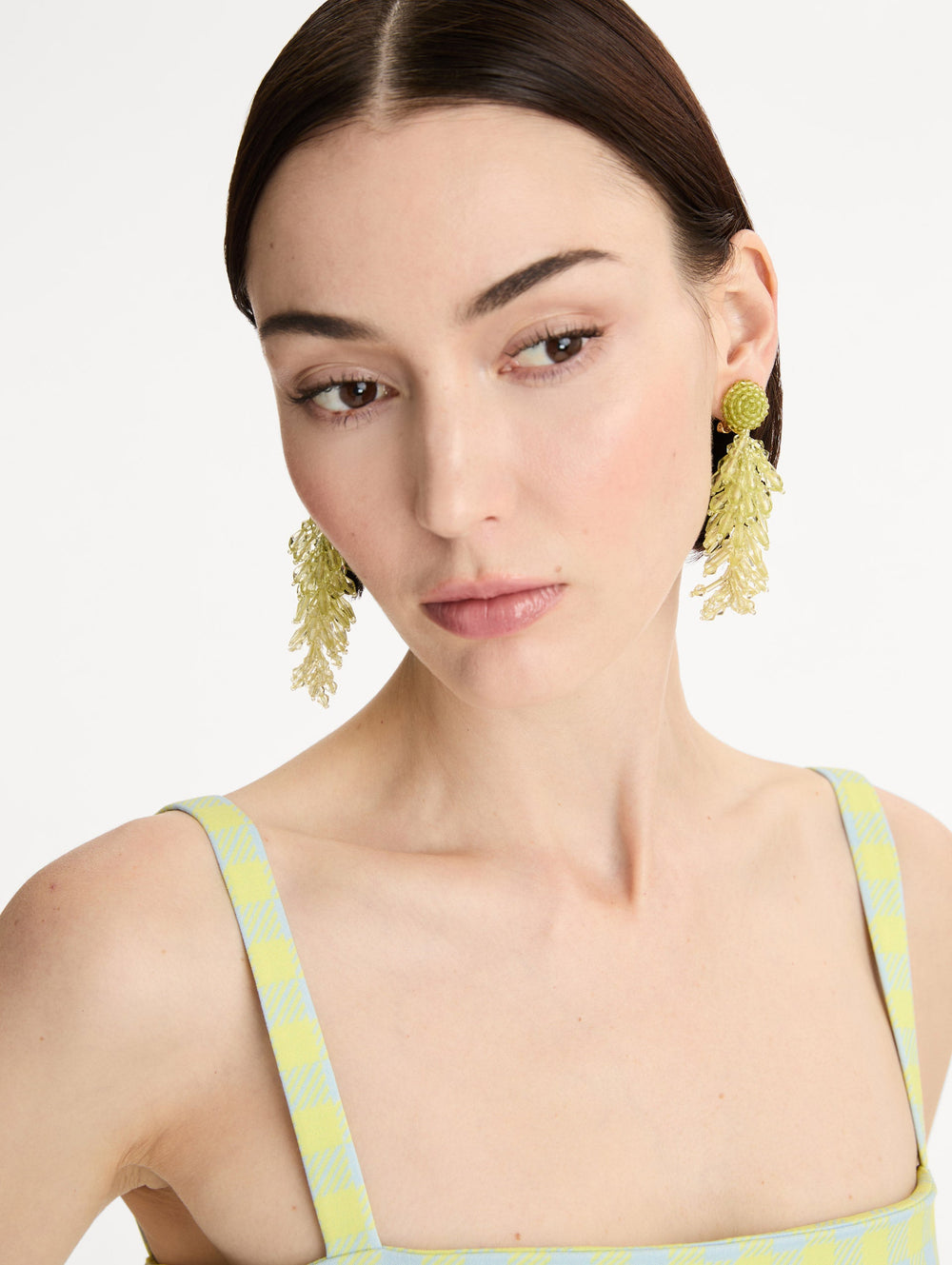 Oscar de la Renta Beaded Cascade Tassel Clip-On Earrings