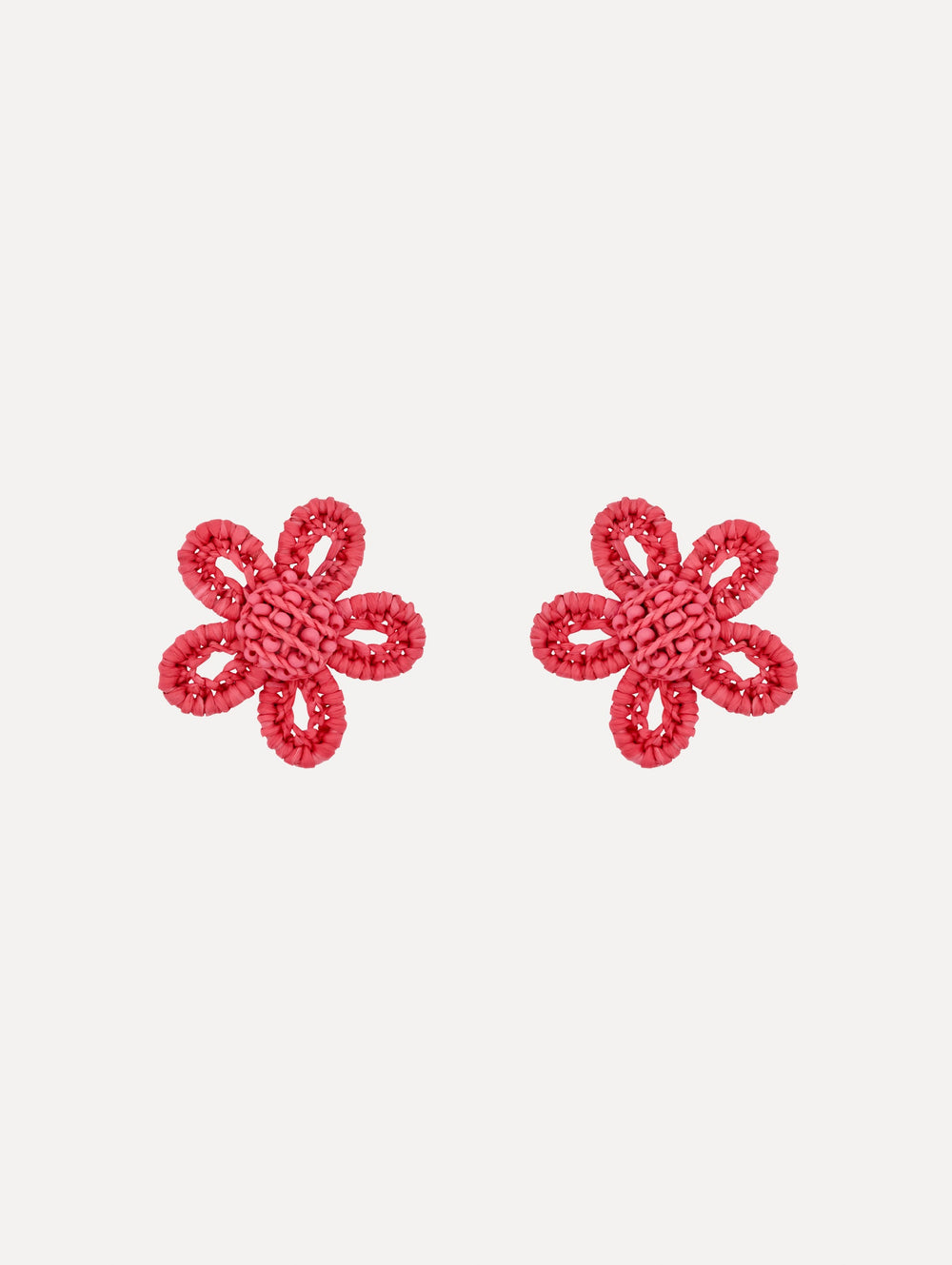 Oscar de la Renta Small Woven Raffia Flower Earrings