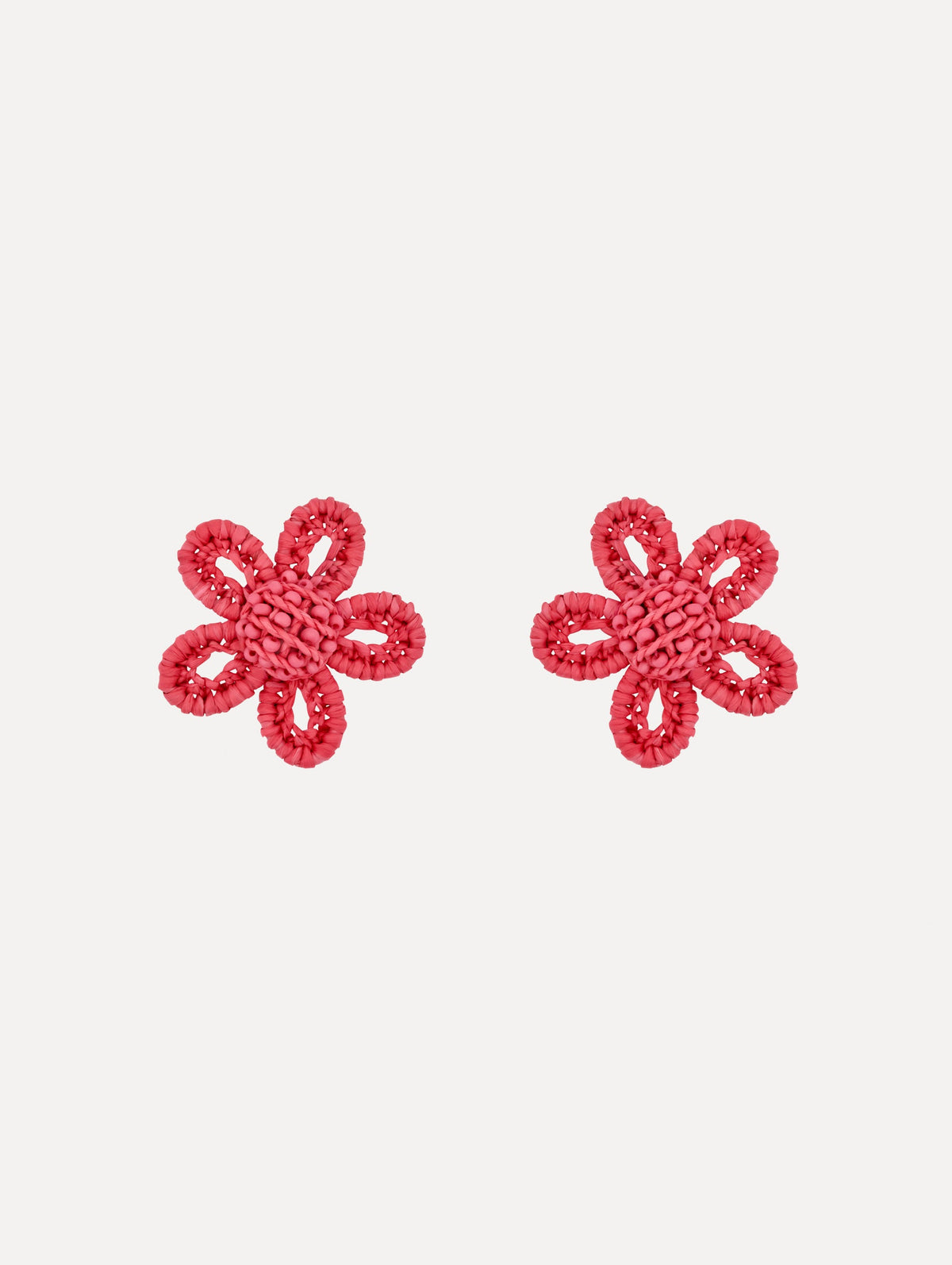 Oscar de la Renta Small Woven Raffia Flower Earrings