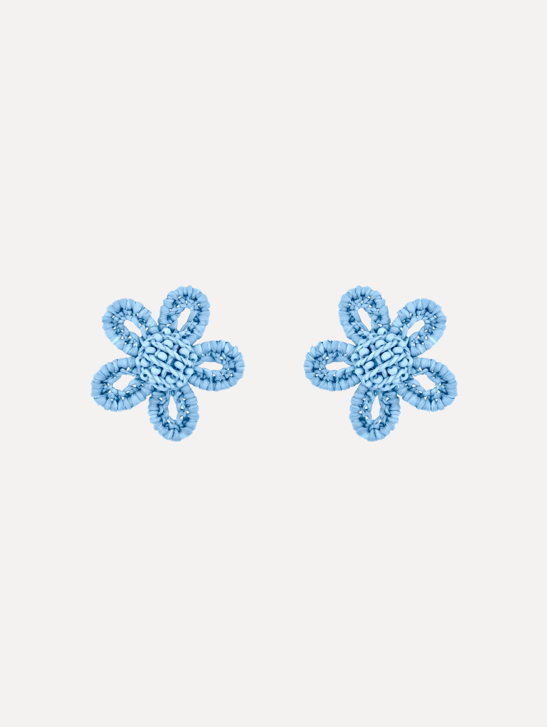 Oscar de la Renta Small Woven Raffia Flower Earrings