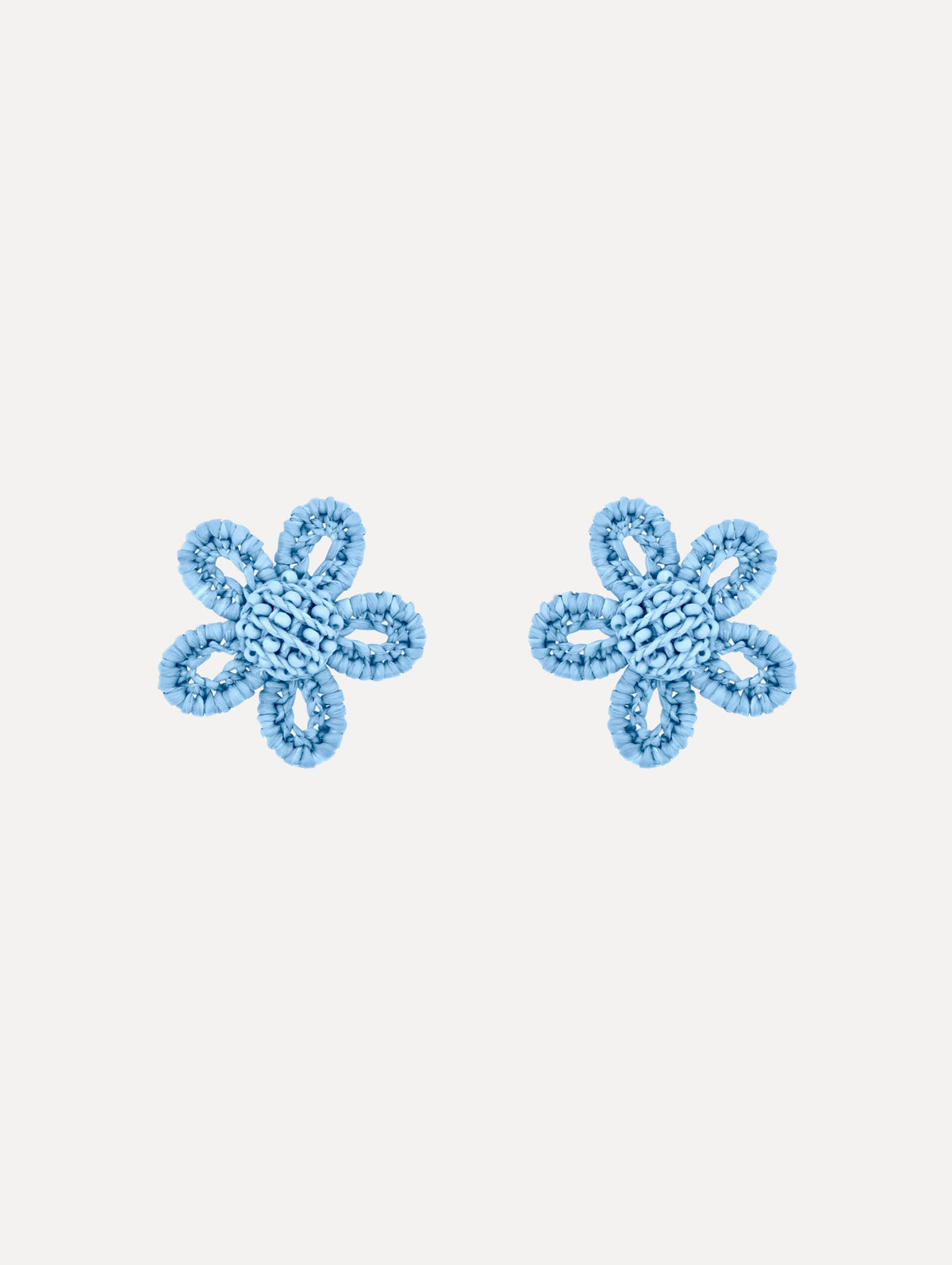 Oscar de la Renta Small Woven Raffia Flower Earrings