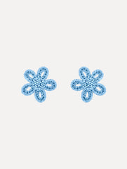 Oscar de la Renta Small Woven Raffia Flower Earrings
