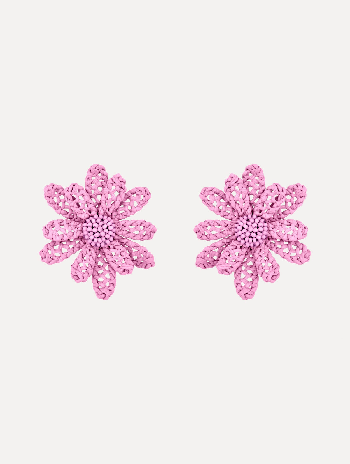 Oscar de la Renta Large Woven Raffia Flower Earrings